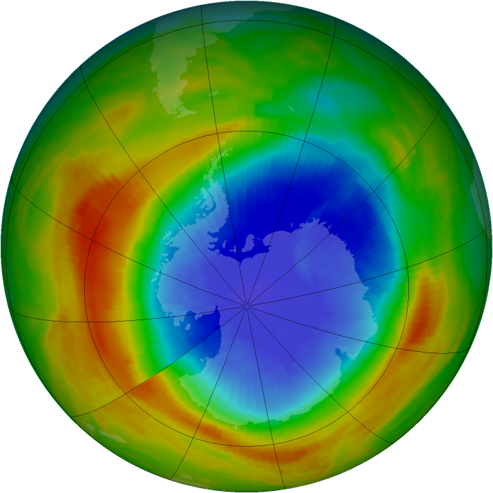 Antarctic ozone map for 16 October 1983